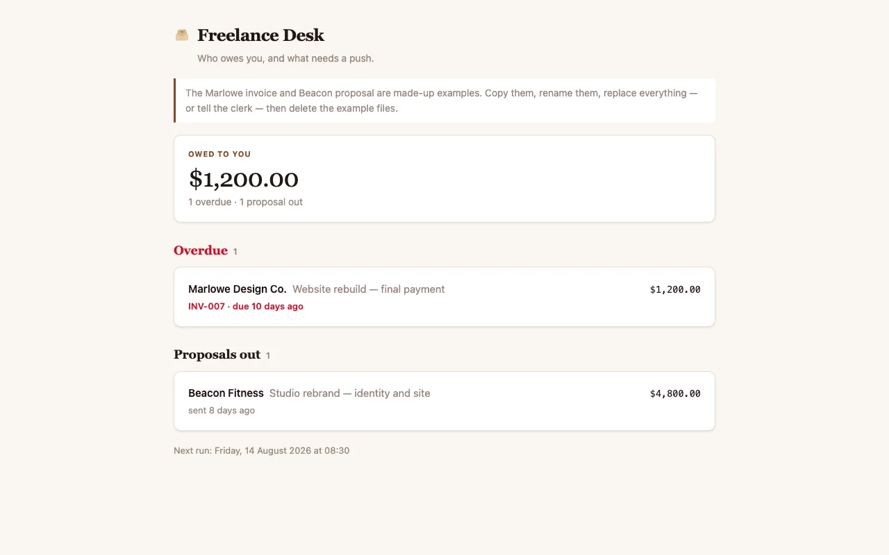 Freelance Desk app preview