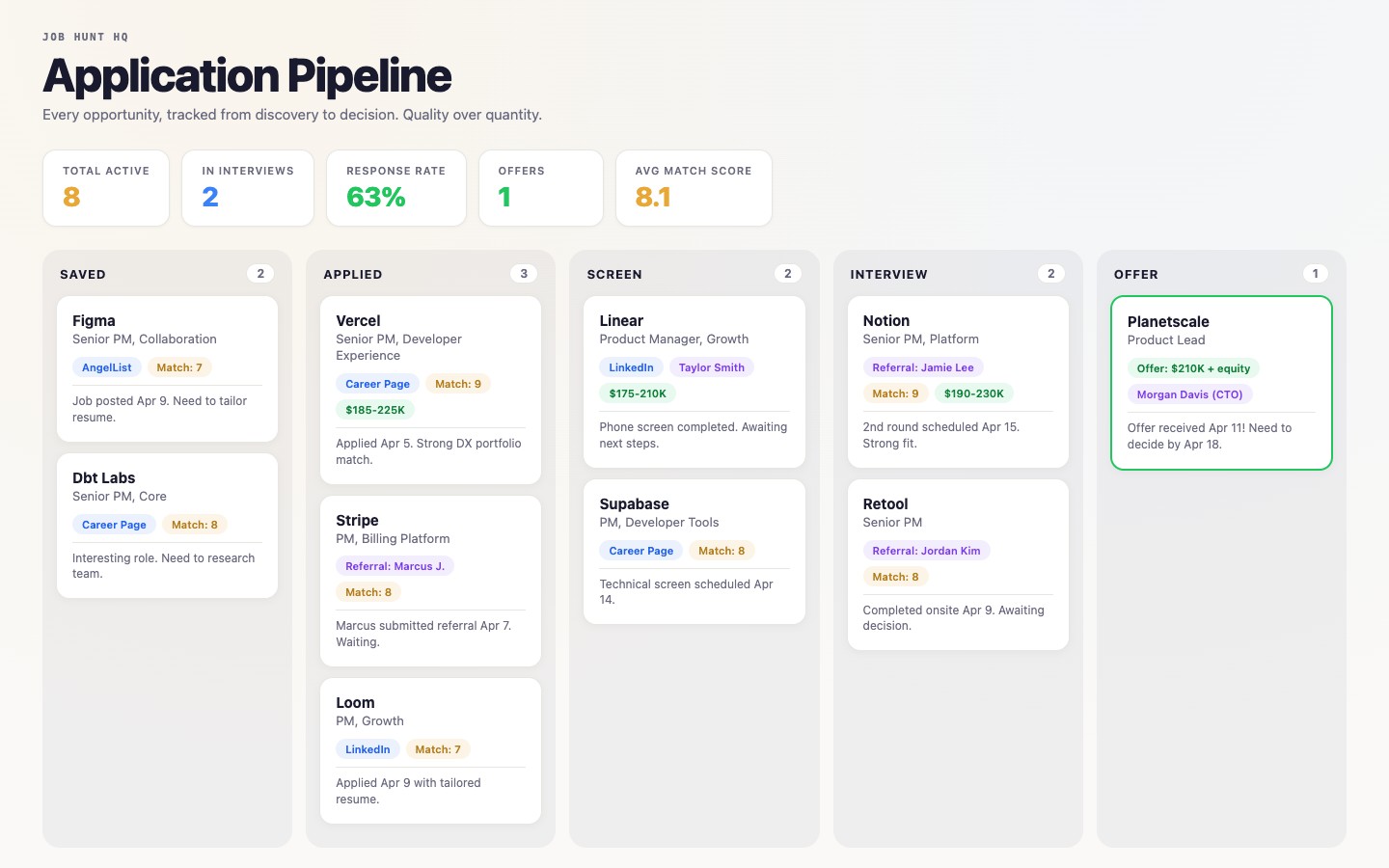 job-hunt-hq app preview
